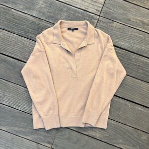 Quince Mongolian Cashmere Polo Sweater L